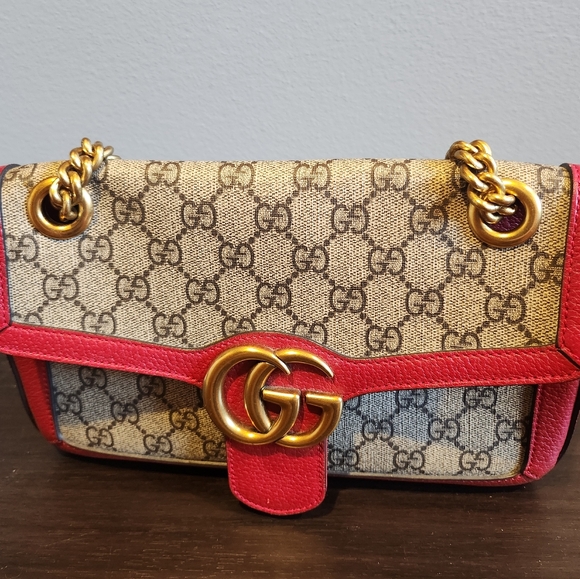 Gucci Red and Gold Crossbody Bag - Picture 1 of 14